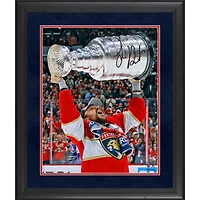 Sam Reinhart Florida Panthers Autographed 2024 Stanley Cup Champions Framed 16" x 20" Raising Cup Photograph