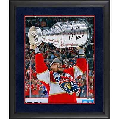 Sam Reinhart Florida Panthers Autographed 2024 Stanley Cup Champions Framed 16" x 20" Raising Cup Photograph