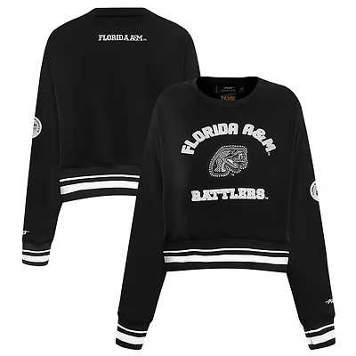 Women's Pro Standard Black Florida A&M Rattlers Pearl Cropped Pullover Sweatshirt