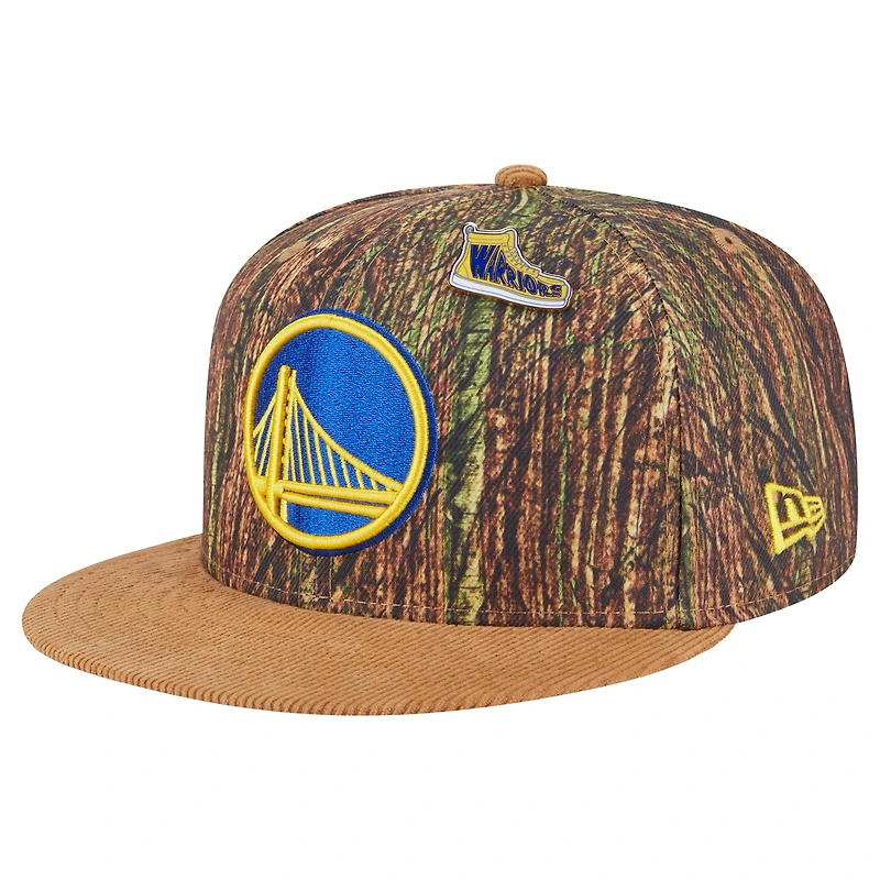 Men's New Era  Camo Golden State Warriors Victory Grove Forest Sneaker Pin 9FIFTY Snapback Hat