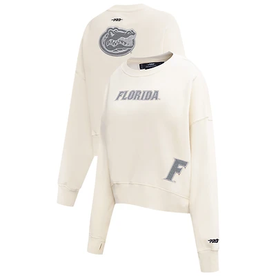Women's Pro Standard Cream Florida Gators French Terry Boxy Cropped Pullover Crewneck