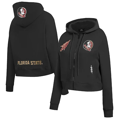 Women's Pro Standard Black Florida State Seminoles Game Day Sequin Full-Zip Hooded Jacket