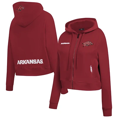 Women's Pro Standard Cardinal Arkansas Razorbacks Game Day Sequin Full-Zip Hooded Jacket