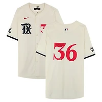 Wyatt Langford Texas Rangers Autographed Cream Nike City Connect Limited Jersey