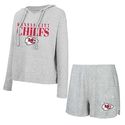 Women's Concepts Sport Gray Kansas City Chiefs Juniper Long Sleeve Hoodie Top & Shorts Set