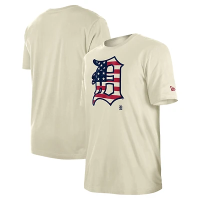 Men's New Era Cream Detroit Tigers Americana Flag Fill T-Shirt