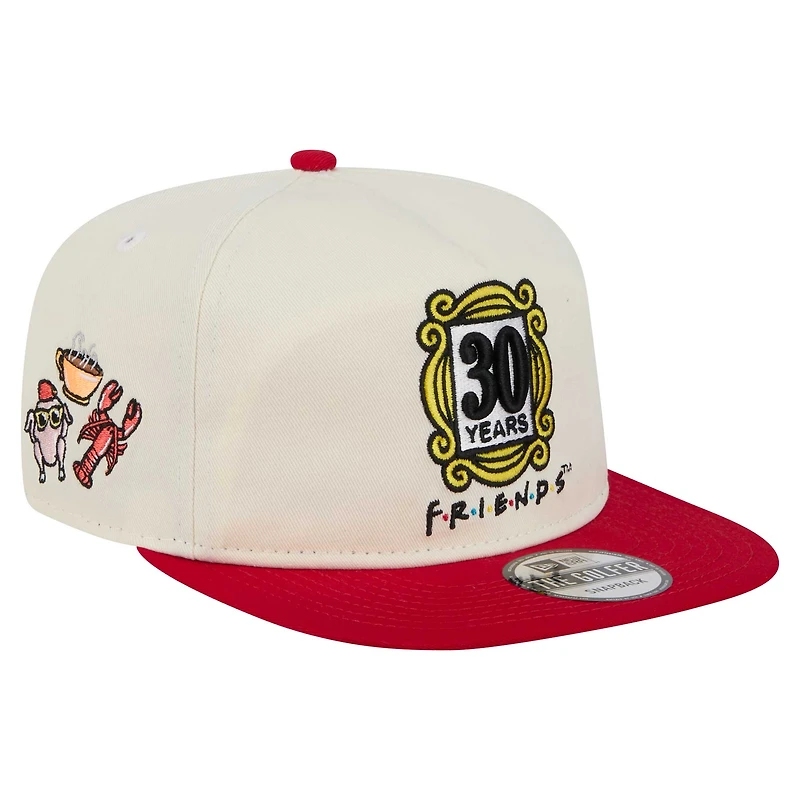 Men's New Era White/Red Friends 30th Anniversary Golfer Snapback Hat