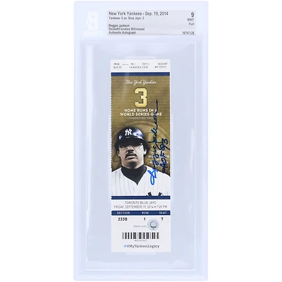 Reggie Jackson New York Yankees Autographed Beckett/Fanatics Witnessed Authenticated 9 Ticket with "HOF 93" Inscription