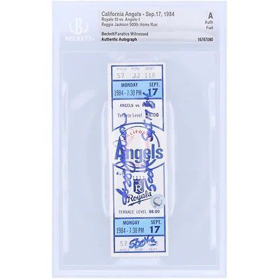 Reggie Jackson California Angels Autographed 500th Home Run Game Beckett/Fanatics Witnessed Authenticated Ticket with Multiple Inscriptions