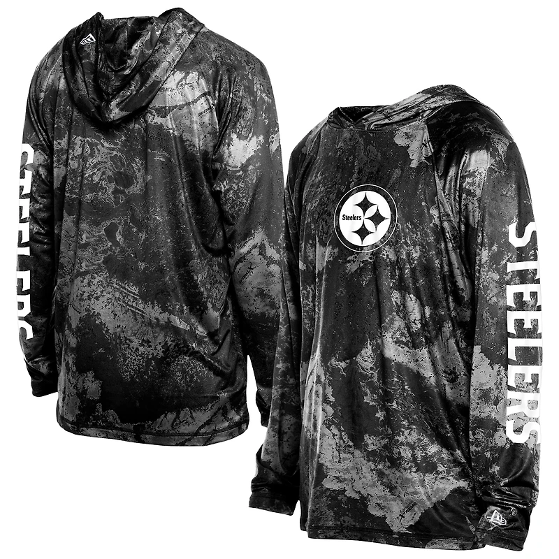 Men's New Era  Black Pittsburgh Steelers RealTree Xtreme Camo Raglan Long Sleeve Hooded Top