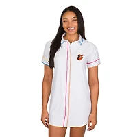 Women's Concepts Sport White Baltimore Orioles Flutter Knit Button-Up Nightshirt