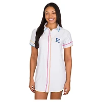 Women's Concepts Sport White Kansas City Royals Flutter Knit Button-Up Nightshirt