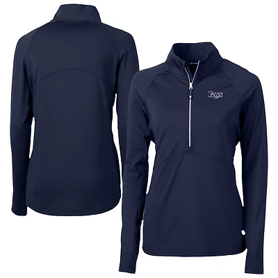 Women's Cutter & Buck Navy Tampa Bay Rays Adapt Eco Knit Stretch Recycled Half-Zip DryTec Top