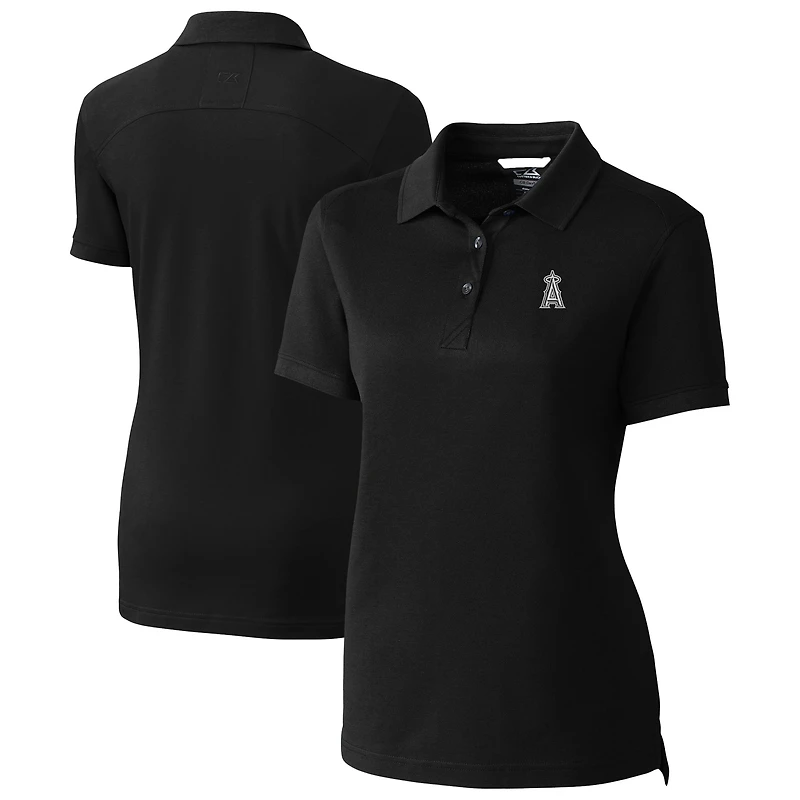 Women's Cutter & Buck Black Los Angeles Angels DryTec Advantage Tri-Blend Pique Polo