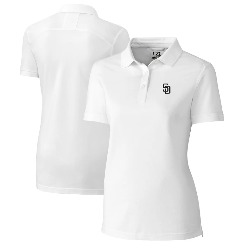 Women's Cutter & Buck White San Diego Padres DryTec Advantage Tri-Blend Pique Polo