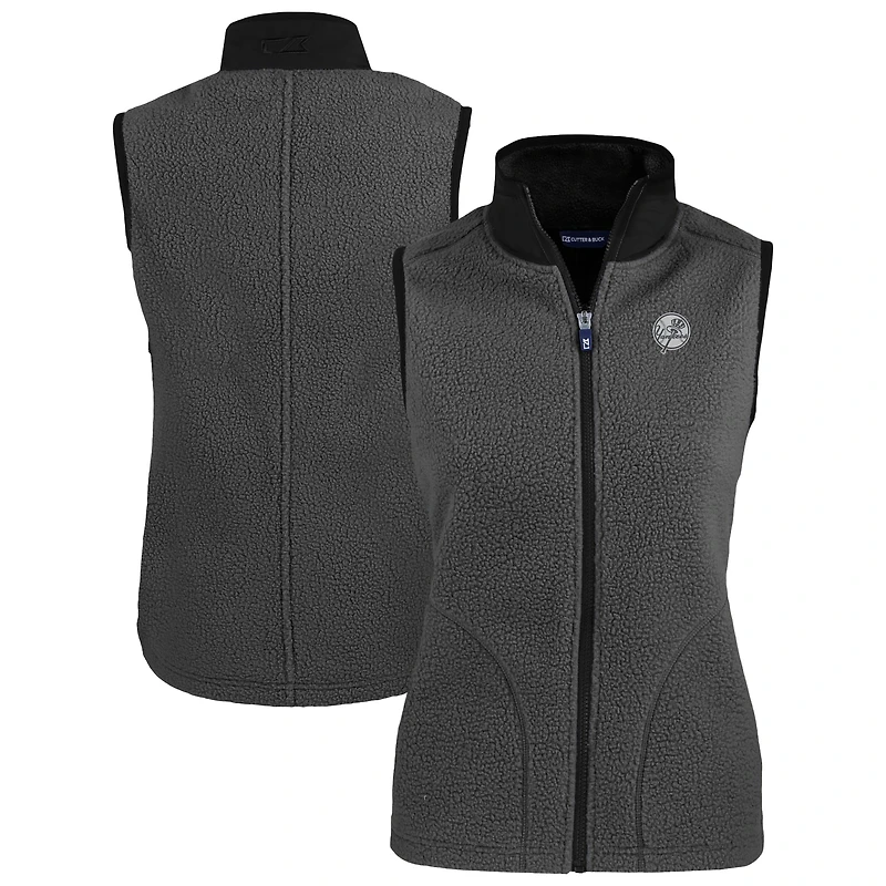 Women's Cutter & Buck Charcoal New York Yankees Cascade Eco Sherpa Fleece Vest