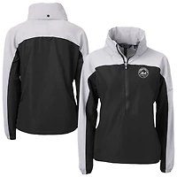 Women's Cutter & Buck Black/Gray New York Mets Charter Eco Recycled Half-Zip Anorak Jacket