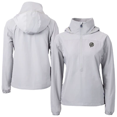 Women's Cutter & Buck Gray New York Yankees Charter Eco Recycled Half-Zip Anorak Jacket