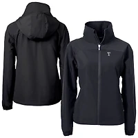 Women's Cutter & Buck Black Texas Rangers Charter Eco Recycled Full-Zip Jacket