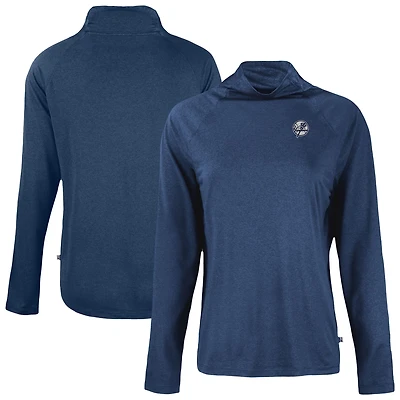 Women's Cutter & Buck Navy New York Yankees Coastline Epic Comfort Eco Recycled Funnel Neck Pullover Top