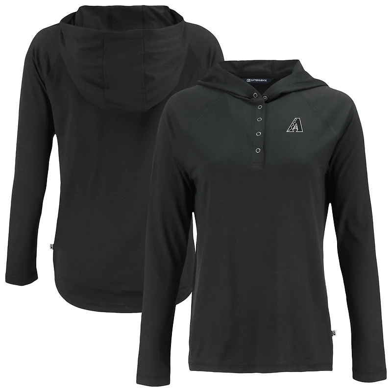 Women's Cutter & Buck Black Arizona Diamondbacks Coastline Epic Comfort Eco Recycled Raglan Long Sleeve Hoodie T-Shirt