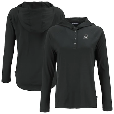 Women's Cutter & Buck Black Arizona Diamondbacks Coastline Epic Comfort Eco Recycled Raglan Long Sleeve Hoodie T-Shirt