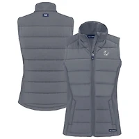 Women's Cutter & Buck  Charcoal New York Yankees Evoke Hybrid Eco Softshell Recycled Full-Zip Vest