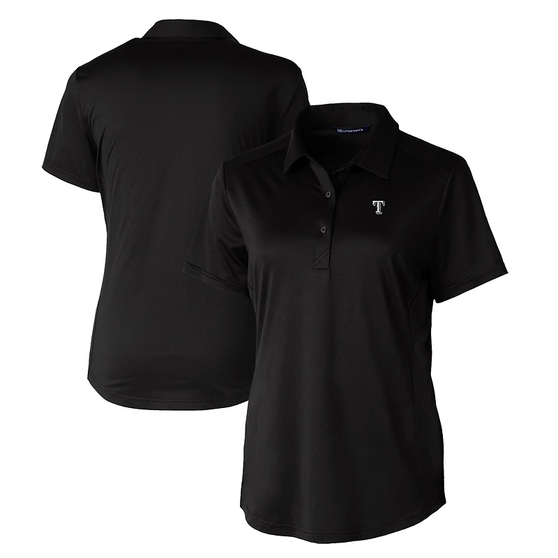 Women's Cutter & Buck Black Texas Rangers Eco Textured Stretch Recycled Polo