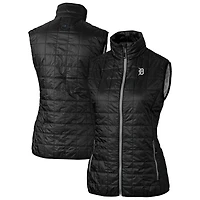 Women's Cutter & Buck Black Detroit Tigers Rainier PrimaLoft Eco Insulated Full-Zip Puffer Vest