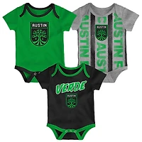 Newborn Green/Heather Gray/Black Austin FC Loyal Buddies 3-Pack Bodysuit Set