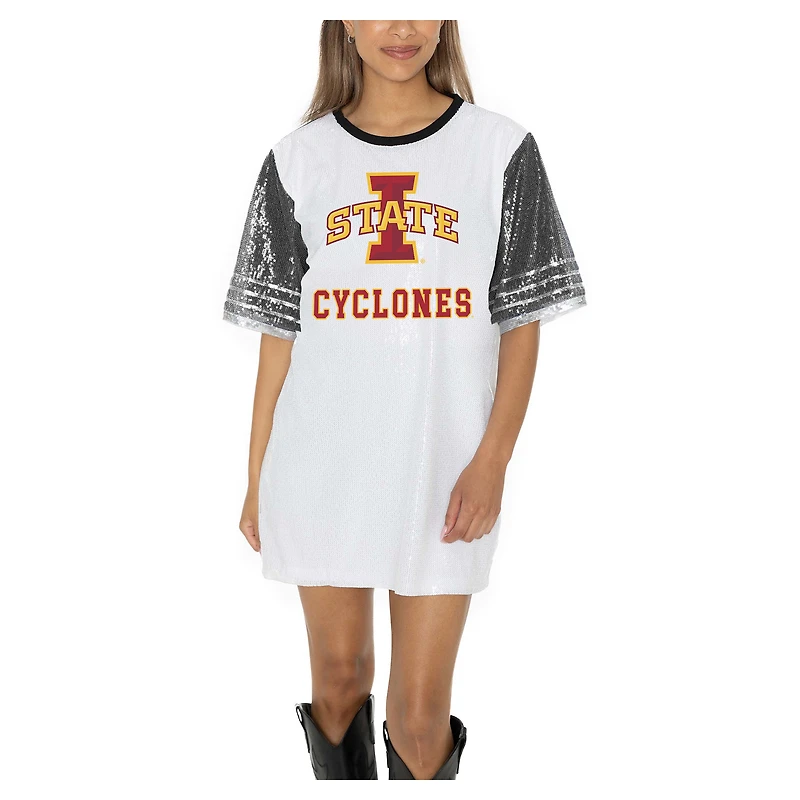 Women's Gameday Couture  White Iowa State Cyclones Full Sequin Jersey Dress
