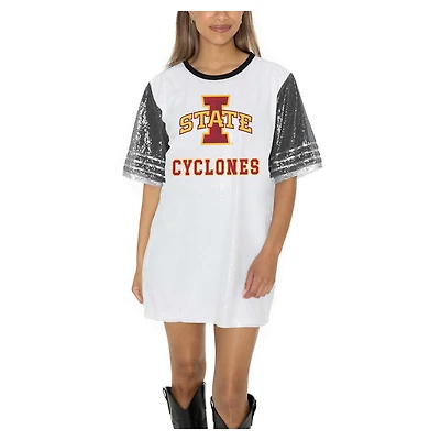 Women's Gameday Couture  White Iowa State Cyclones Full Sequin Jersey Dress