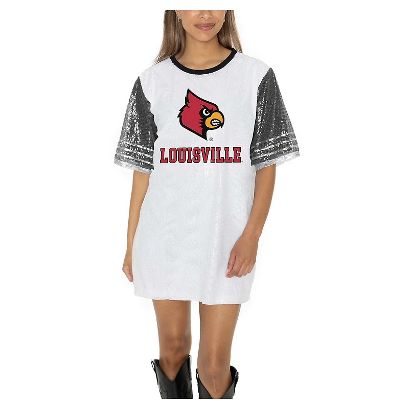 Women's Gameday Couture  White Louisville Cardinals Full Sequin Jersey Dress