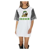 Women's Gameday Couture  White Oregon Ducks Full Sequin Jersey Dress