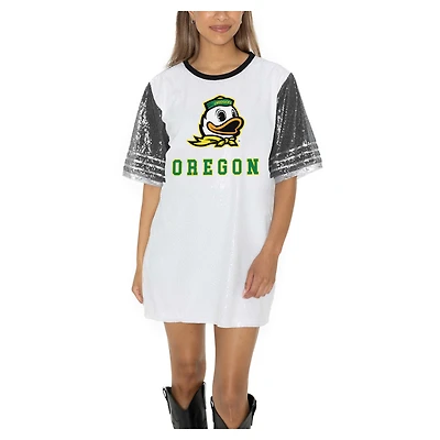 Women's Gameday Couture White Oregon Ducks Full Sequin Jersey Dress