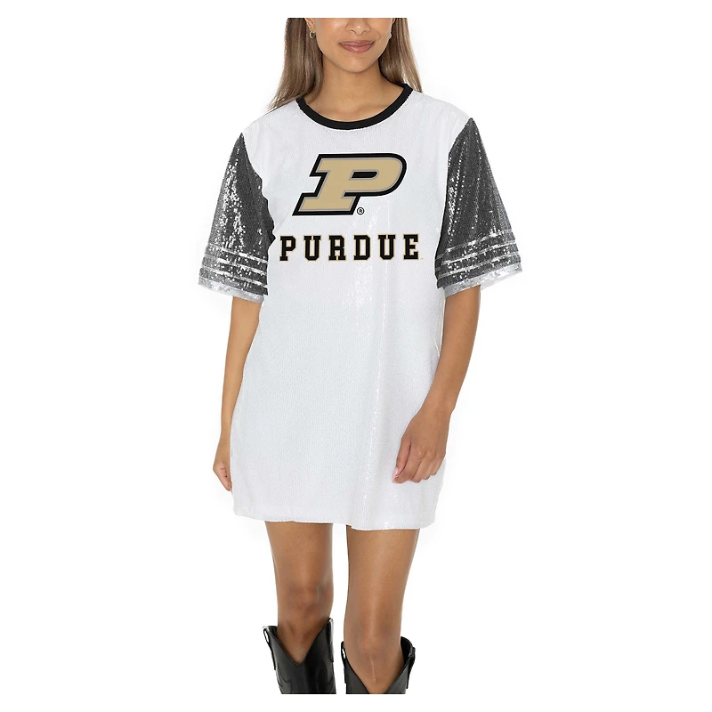 Women's Gameday Couture  White Purdue Boilermakers Full Sequin Jersey Dress