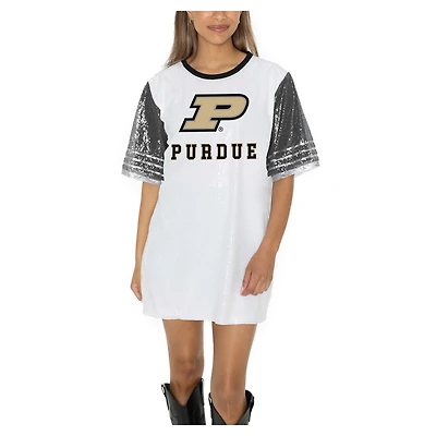 Women's Gameday Couture White Purdue Boilermakers Full Sequin Jersey Dress