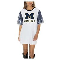 Women's Gameday Couture  White Michigan Wolverines Full Sequin Jersey Dress