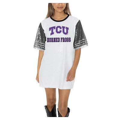 Women's Gameday Couture  White TCU Horned Frogs Full Sequin Jersey Dress
