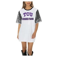 Women's Gameday Couture  White TCU Horned Frogs Full Sequin Jersey Dress