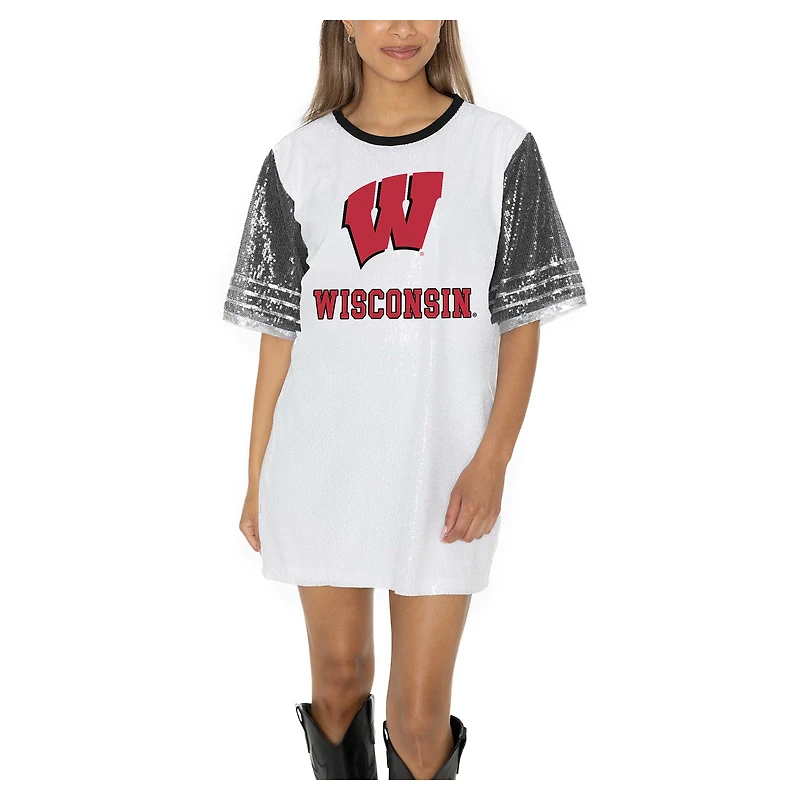 Women's Gameday Couture White Wisconsin Badgers Full Sequin Jersey Dress