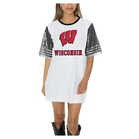 Women's Gameday Couture  White Wisconsin Badgers Full Sequin Jersey Dress