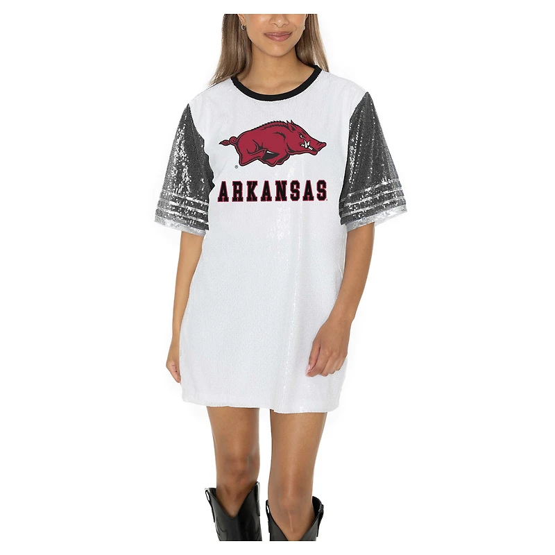 Women's Gameday Couture White Arkansas Razorbacks Full Sequin Jersey Dress