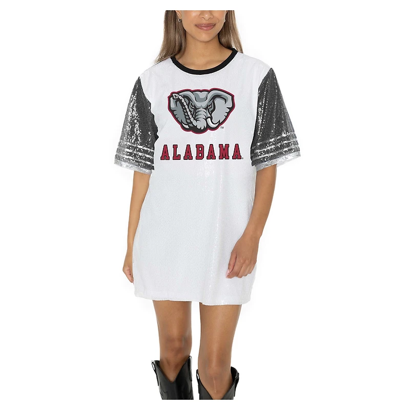 Women's Gameday Couture  White Alabama Crimson Tide Full Sequin Jersey Dress