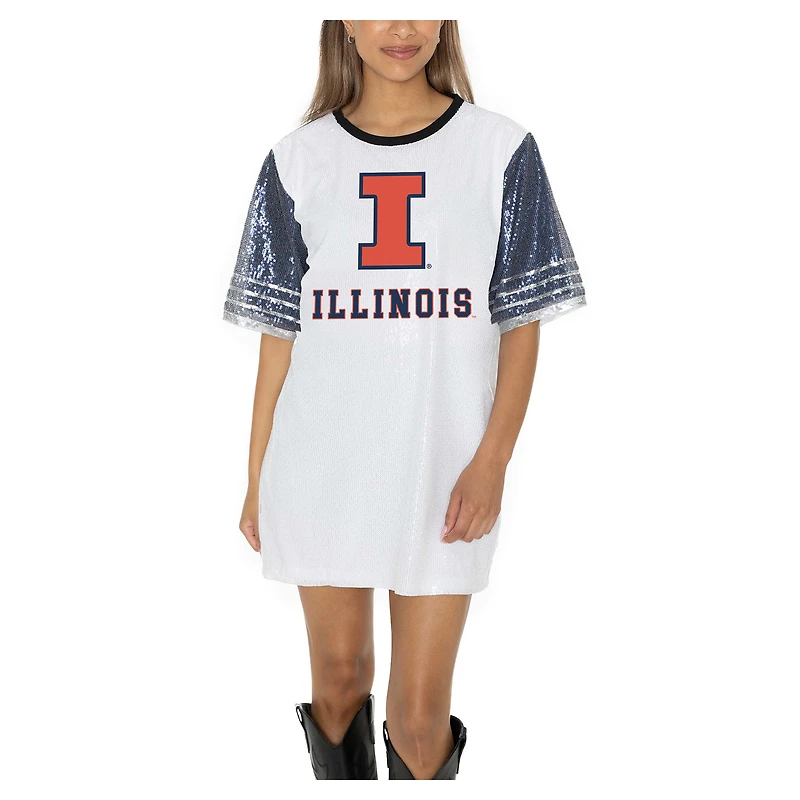 Women's Gameday Couture White Illinois Fighting Illini Full Sequin Jersey Dress