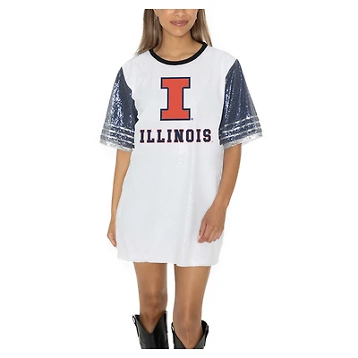 Women's Gameday Couture White Illinois Fighting Illini Full Sequin Jersey Dress