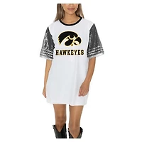 Women's Gameday Couture  White Iowa Hawkeyes Full Sequin Jersey Dress