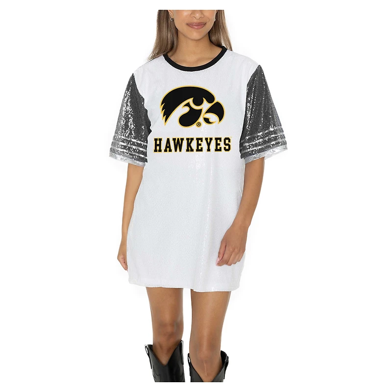 Women's Gameday Couture  White Iowa Hawkeyes Full Sequin Jersey Dress