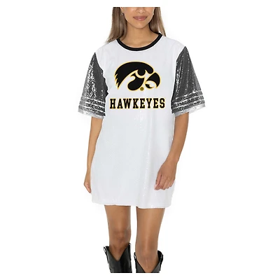 Women's Gameday Couture  White Iowa Hawkeyes Full Sequin Jersey Dress