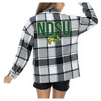 Women's Gameday Couture  Grey NDSU Bison Long Sleeve Brushed Plaid Button-Up Overshirt Jacket